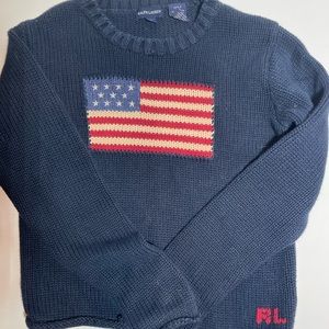 Kids Size Large Ralph Lauren American Flag Knit Sweater